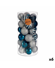 Set of Christmas balls Krist+ HM20087-061/003 Blue Silver Plastic Ø 6 cm (6 Units)