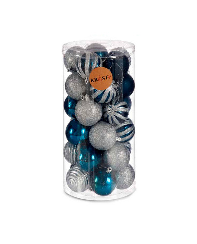 Set of Christmas balls Krist+ HM20087-061/003 Blue Silver Plastic Ø 6 cm (6 Units)