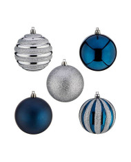 Set of Christmas balls Krist+ HM20087-061/003 Blue Silver Plastic Ø 6 cm (6 Units)