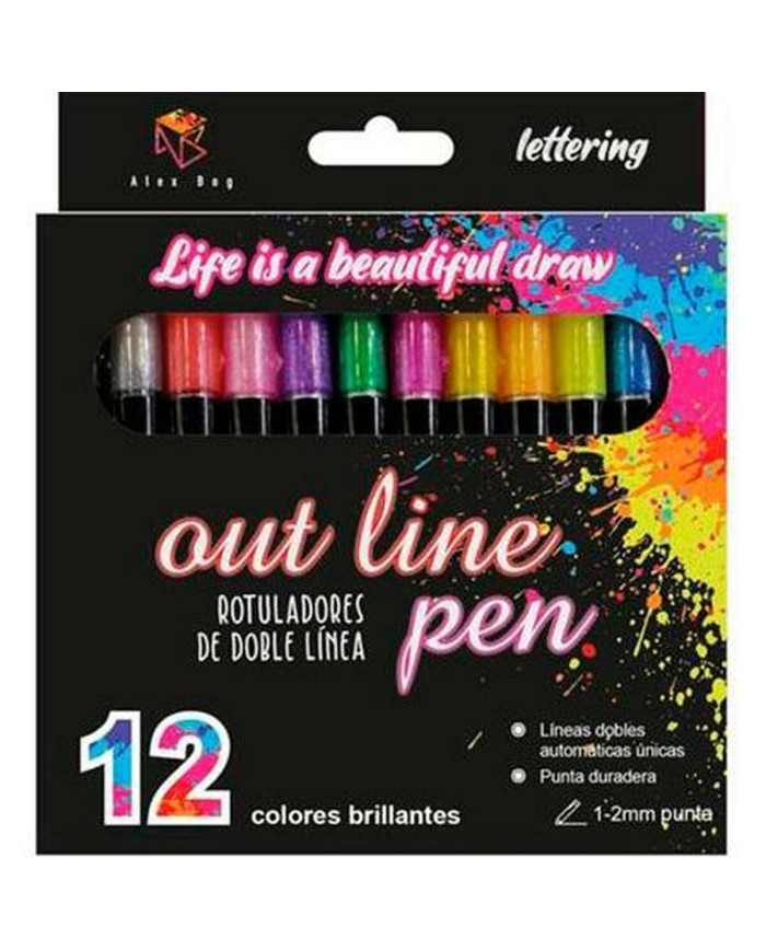 Set of Felt Tip Pens Alex Bog Outliner Multicolour 12 Pieces Cake
