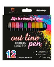 Set of Felt Tip Pens Alex Bog Outliner Multicolour 12 Pieces Cake