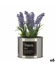 Decorative Plant Ibergarden Metal Plastic Can Lavendar 10 x 18 x 10 cm (6 Units)