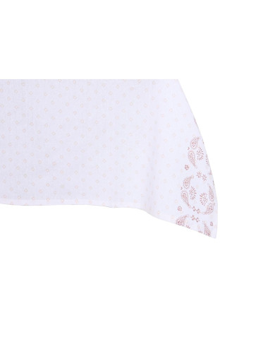 Tablecloth and napkins DKD Home Decor 150 x 150 x 0,5 cm Pink White (2 Units)
