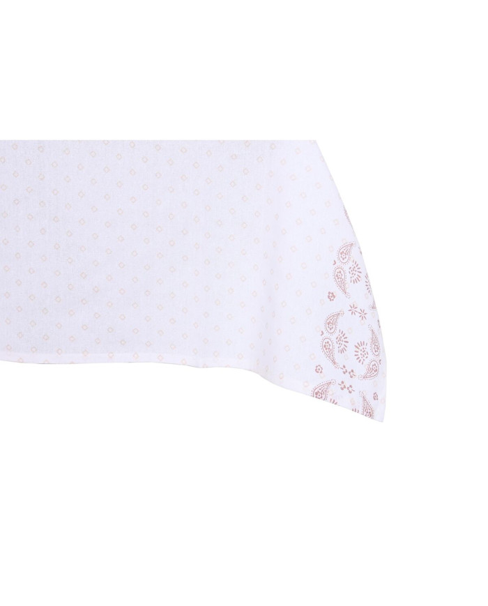 Tablecloth and napkins DKD Home Decor 150 x 150 x 0,5 cm Pink White (2 Units)