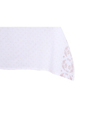 Tablecloth and napkins DKD Home Decor 150 x 150 x 0,5 cm Pink White (2 Units)