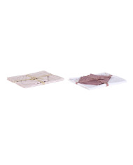 Tablecloth and napkins DKD Home Decor 150 x 150 x 0,5 cm Pink White (2 Units)