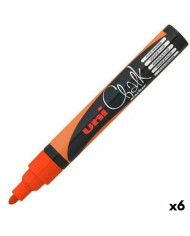 Liquid chalk marker Uni-Ball PWE-5M Fluor Orange (6 Units)