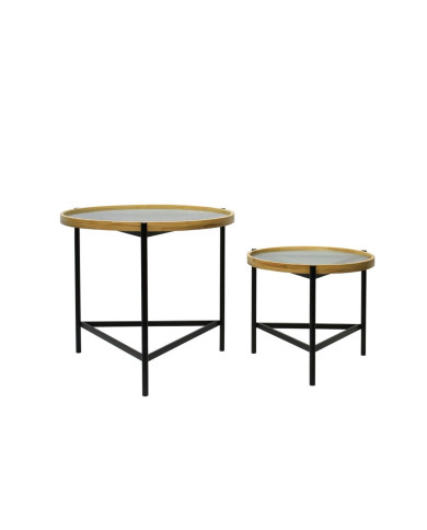 Set of 2 tables DKD Home Decor Black 64 x 64 x 55 cm 62 x 62 x 55,5 cm