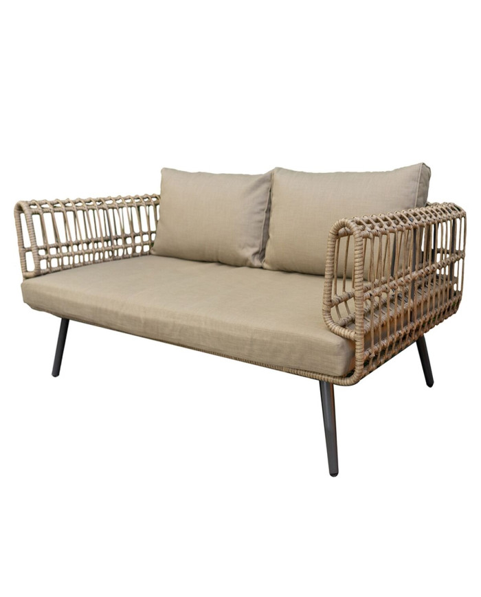 2-Seater Sofa Ariki Steel Rattan synthetic rattan 161 x 84 x 67 cm
