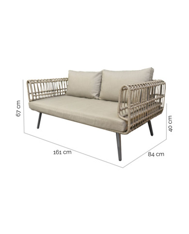 2-Seater Sofa Ariki Steel Rattan synthetic rattan 161 x 84 x 67 cm
