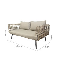 2-Seater Sofa Ariki Steel Rattan synthetic rattan 161 x 84 x 67 cm