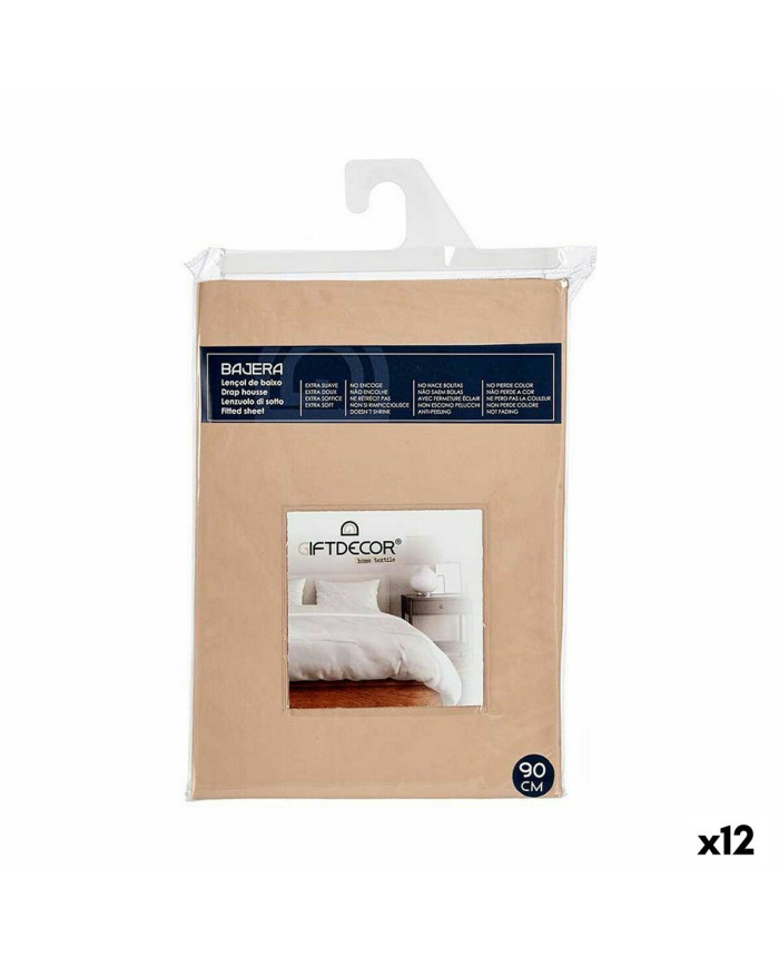 Fitted sheet Gift Decor Beige 90 cm (12 Units)