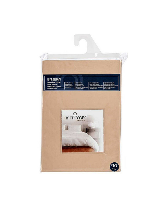 Fitted sheet Gift Decor Beige 90 cm (12 Units)
