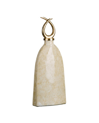 Vase 24 x 13 x 64 cm Crystal Golden Metal White