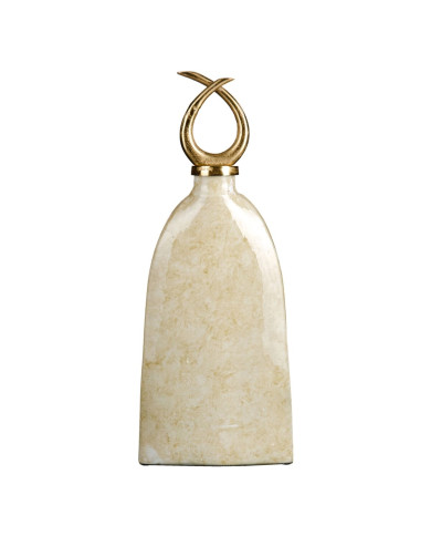 Vase 24 x 13 x 64 cm Crystal Golden Metal White