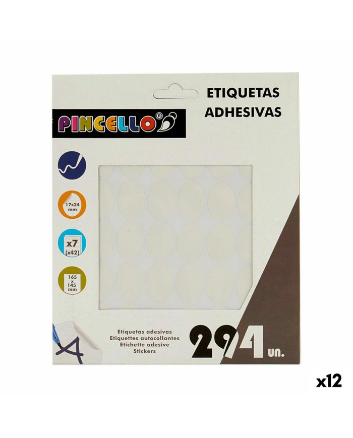 Adhesive labels Pincello White 17 x 4 x 19 cm 17 x 24 mm Oval (12 Units)