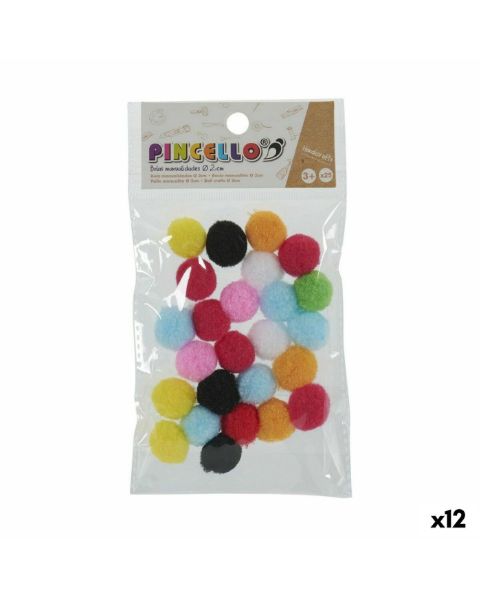 Materials for Handicrafts Pincello Balls Multicolour Ø 2 cm 12 Units