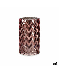 Vase Gift Decor Pink Crystal Ear (of wheat) Engraving 11,3 x 19,5 x 11,3 cm (6 Units)