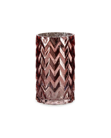 Vase Gift Decor Pink Crystal Ear (of wheat) Engraving 11,3 x 19,5 x 11,3 cm (6 Units)