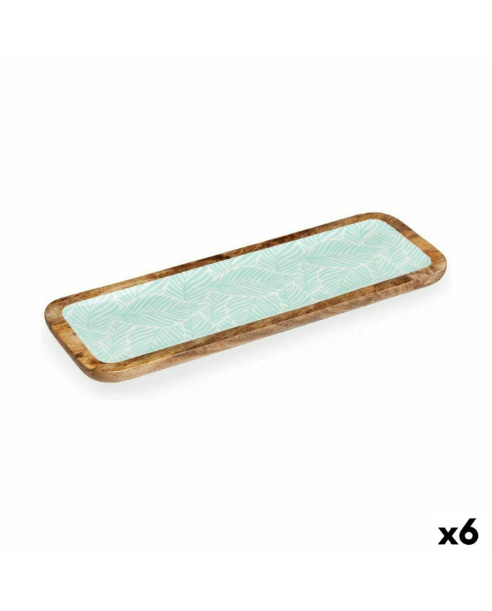 Centerpiece Gift Decor White Brown Green Polyester Resin Mango wood 45 x 15 cm 15,2 x 2,54 x 45,7 cm Leaf of a plant (6 Units)