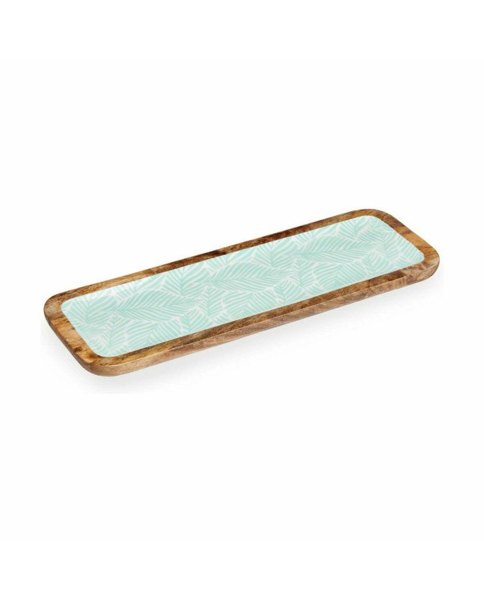 Centerpiece Gift Decor White Brown Green Polyester Resin Mango wood 45 x 15 cm 15,2 x 2,54 x 45,7 cm Leaf of a plant (6 Units)