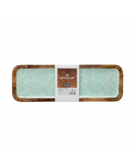 Centerpiece Gift Decor White Brown Green Polyester Resin Mango wood 45 x 15 cm 15,2 x 2,54 x 45,7 cm Leaf of a plant (6 Units)
