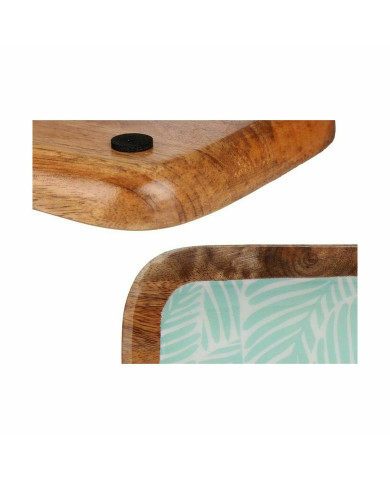 Centerpiece Gift Decor White Brown Green Polyester Resin Mango wood 45 x 15 cm 15,2 x 2,54 x 45,7 cm Leaf of a plant (6 Units)