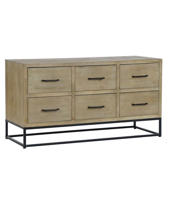 Sideboard DKD Home Decor Black Natural Metal MDF Wood 120 x 40 x 64 cm