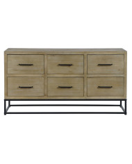 Sideboard DKD Home Decor Black Natural Metal MDF Wood 120 x 40 x 64 cm