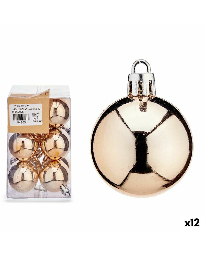 Set of Christmas balls Krist+ 00480-6 Bronze PVC Ø 4 cm (12 Units)