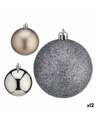 Set of Christmas balls Krist+ Silver Plastic Ø 7 cm (12 Units)