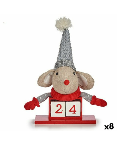 Christmas bauble Krist+ White Red Grey Cream Mouse 20 x 11 x 20 cm Calendar (8 Units)