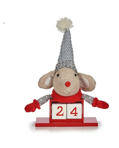 Christmas bauble Krist+ White Red Grey Cream Mouse 20 x 11 x 20 cm Calendar (8 Units)