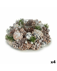 Christmas Candle Holder Krist+ White Transparent Silver 19 x 9 x 19 cm (4 Units)