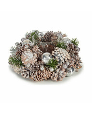Christmas Candle Holder Krist+ White Transparent Silver 19 x 9 x 19 cm (4 Units)