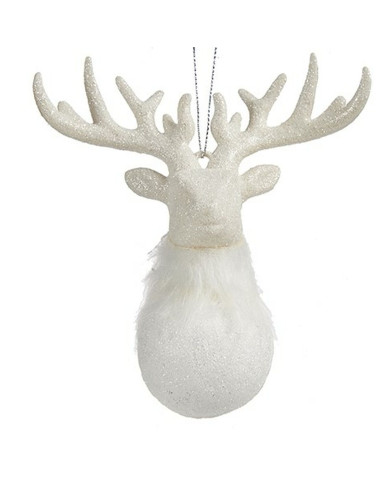 Christmas bauble Krist+ White Plastic Glitter Reindeer 14 x 15,5 x 7 cm (24 Units)