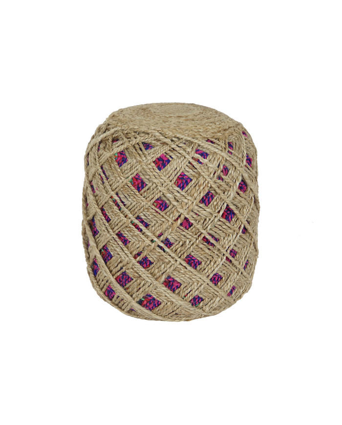 Footrest Home ESPRIT Brown Multicolour Jute 40 x 40 x 45 cm