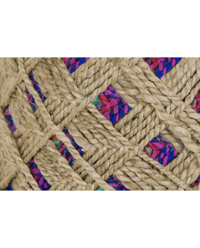 Footrest Home ESPRIT Brown Multicolour Jute 40 x 40 x 45 cm