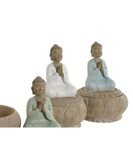 Decorative Figure Home ESPRIT White Green Turquoise Oriental 11 x 11 x 15 cm (3 Units)