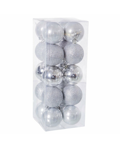 Christmas Baubles Silver Plastic 6 x 6 x 6 cm (20 Units)