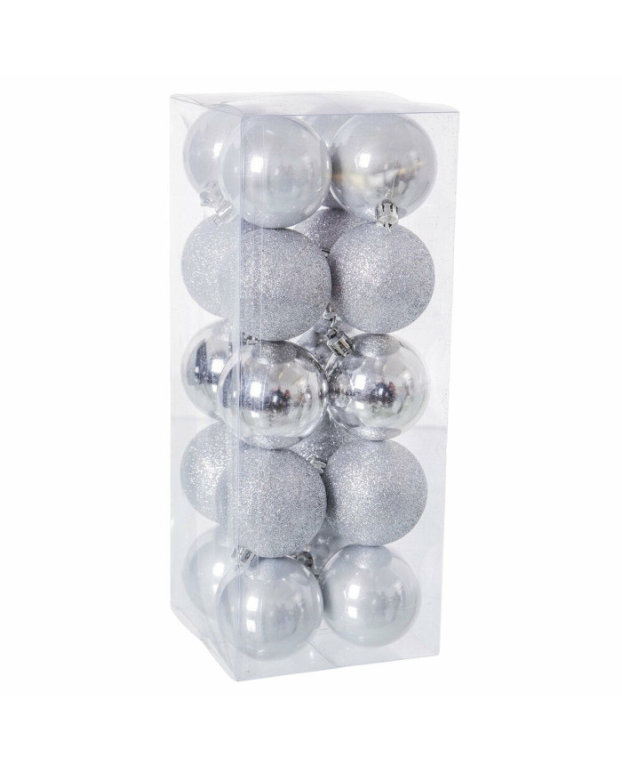 Christmas Baubles Silver Plastic 6 x 6 x 6 cm (20 Units)