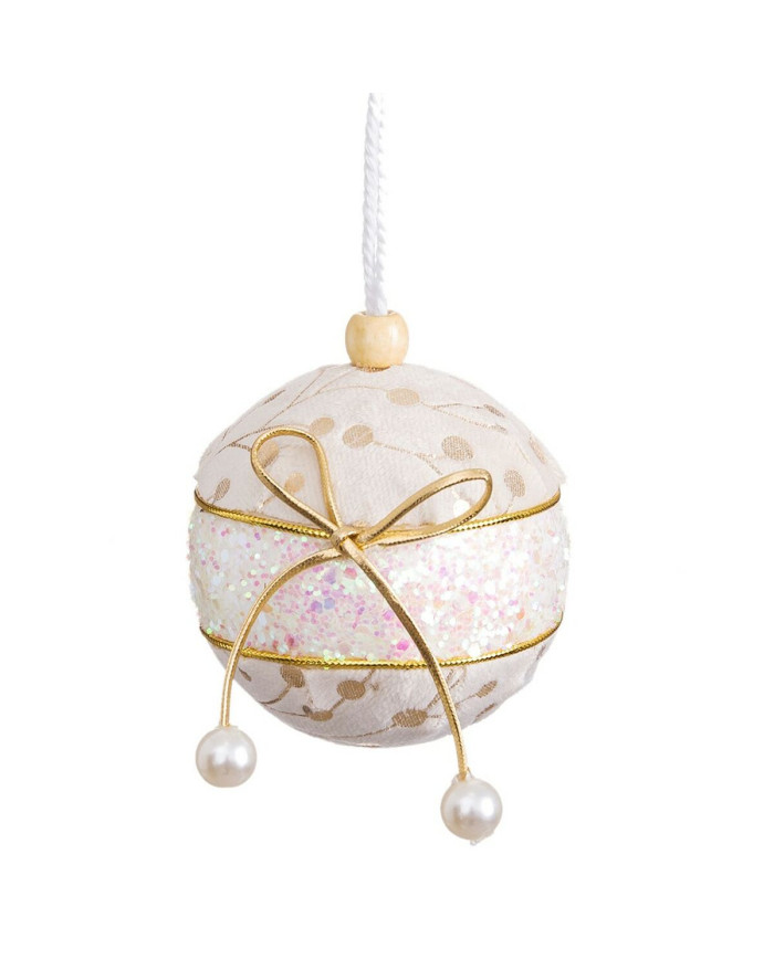 Christmas Baubles White Golden Polyfoam Fabric Lasso 6 x 6 x 6 cm (6 Units)