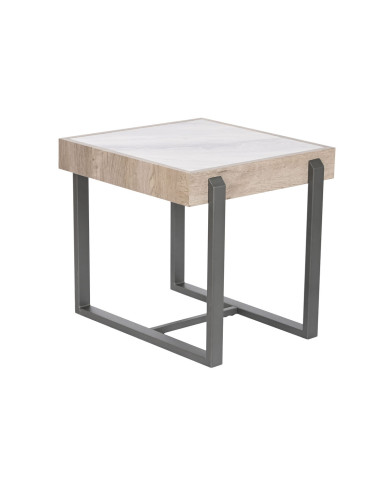 Side table Home ESPRIT White Grey Natural Metal 50 x 50 x 50 cm