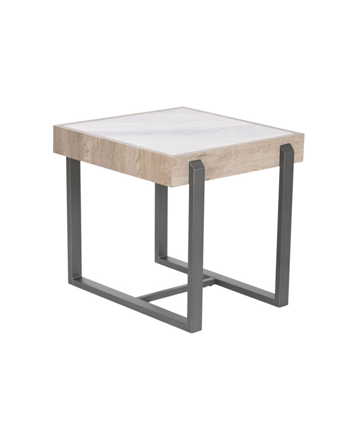 Side table Home ESPRIT White Grey Natural Metal 50 x 50 x 50 cm