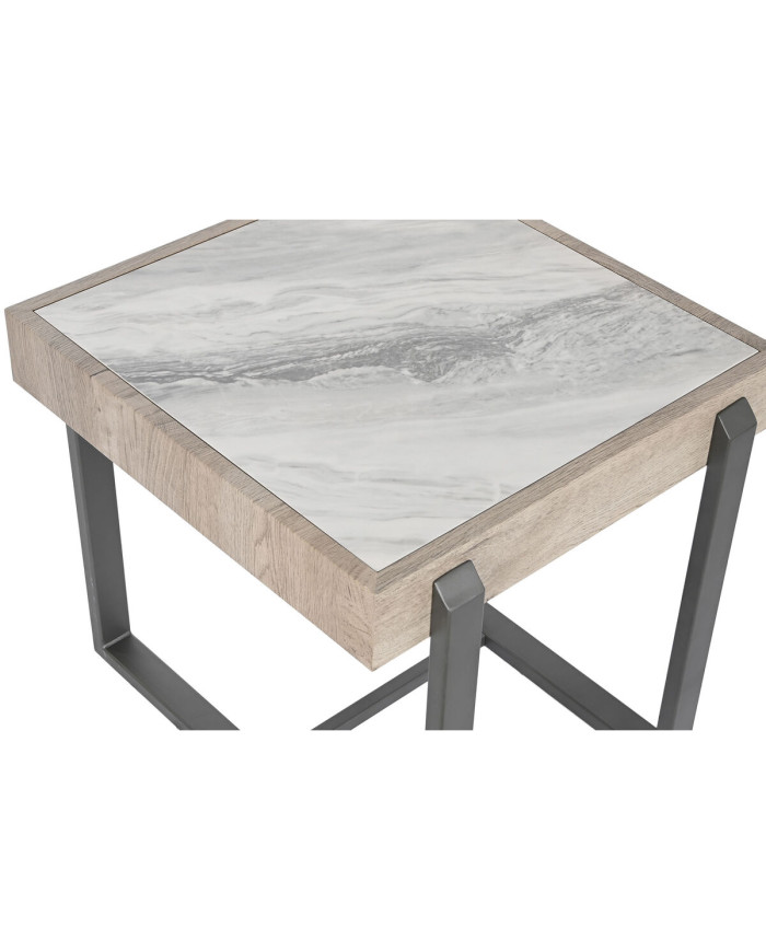 Side table Home ESPRIT White Grey Natural Metal 50 x 50 x 50 cm