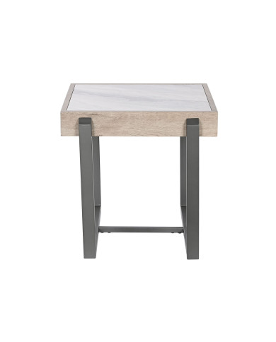 Side table Home ESPRIT White Grey Natural Metal 50 x 50 x 50 cm
