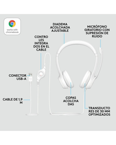 Headphones Logitech H390 White
