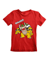 Child's Short Sleeve T-Shirt Super Mario Bowser Text Red