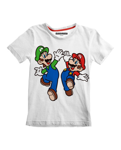 Child's Short Sleeve T-Shirt Super Mario Mario and Luigi White