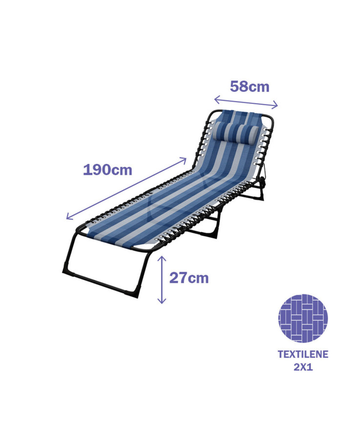 Sun-lounger Marbueno Blue 190 x 27 x 58 cm